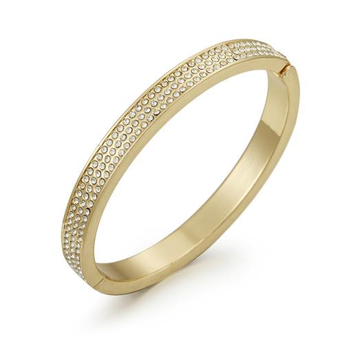 Zinc Alloy Bangle Smykker, forgyldt, Micro Pave cubic zirconia & for kvinde, flere farver til valg, Solgt af PC