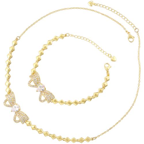 Micro zirconi Pave ottone Jewelry Set, placcato, stili diversi per la scelta & Micro spianare cubic zirconia & per la donna, nessuno, Venduto da PC