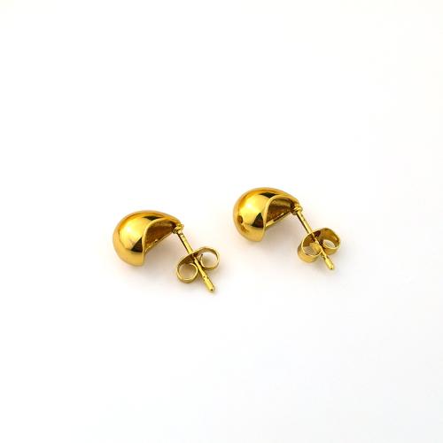 Stainless Steel Stud Earrings 304 Stainless Steel plated for woman golden Sold By Pair