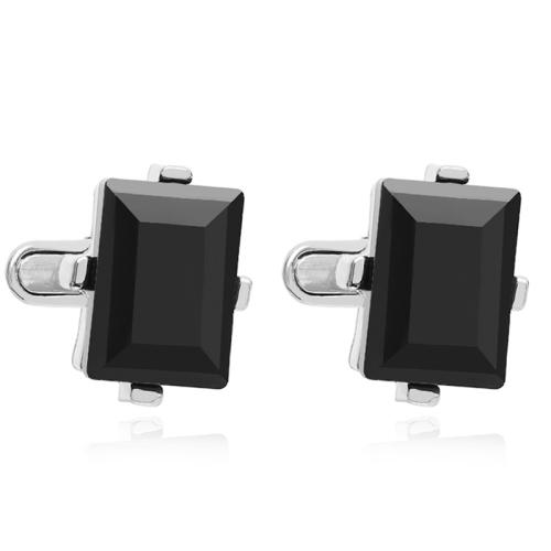 Cufflinks Zinc Alloy micro pave cubic zirconia & for man black Sold By Pair