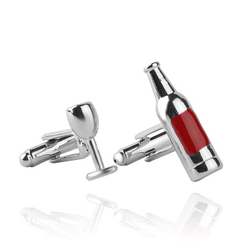 Manchetknopen, Zinc Alloy, plated, voor de mens & glazuur, rood, Verkocht door pair