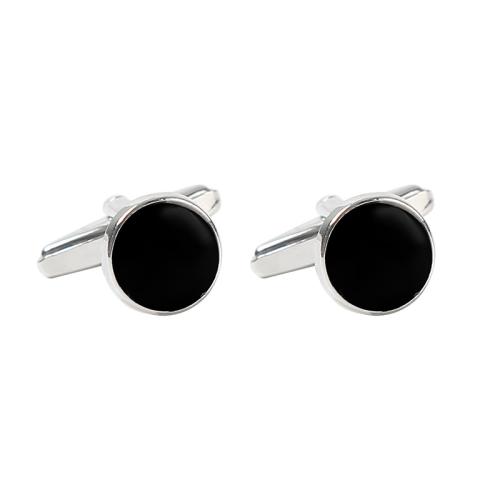 Manchetknopen, Zinc Alloy, voor de mens & glazuur, zwart, Verkocht door pair