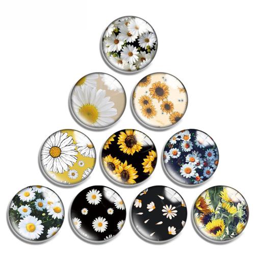 Glas Cabochons, met Hars, Rond plat, gemengde patroon & DIY & verschillende grootte voor keus, 10pC's/Lot, Verkocht door Lot