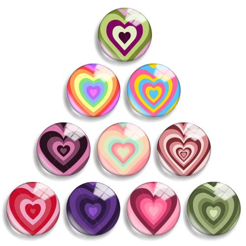 Cabochon di vetro, with resina, Cerchio piatto, modello misto & DIY & formato differente per scelta, 10PC/lotto, Venduto da lotto