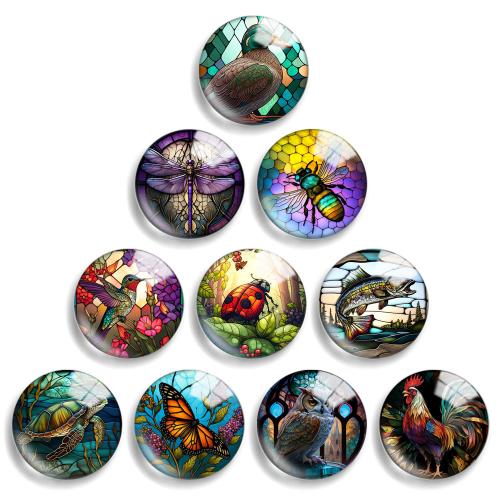 Cabochon di vetro, with resina, Cerchio piatto, modello misto & DIY & formato differente per scelta, 10PC/lotto, Venduto da lotto