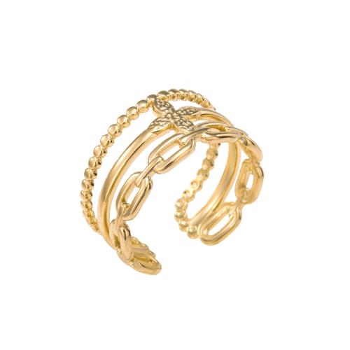 Stainless Steel Finger Ring 304 Stainless Steel 18K gold plated fashion jewelry & for woman & hollow golden Sold By PC