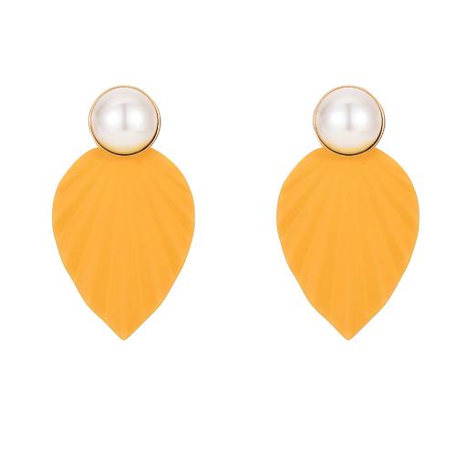 Sinc Alloy Earring Graí, le Pearl Plaisteacha, péinteáilte, jewelry faisin & do bhean, 75x45mm, Díolta De réir Péire