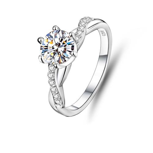 Zircon cubique Micro Pave Sterling Silver Rings, Argent sterling 925, avec Moissanite, bijoux de mode & normes différentes pour le choix & pavé de micro zircon & pour femme, Vendu par PC