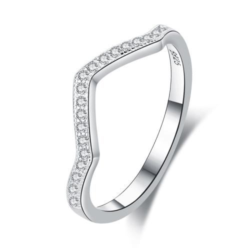 Zircon cubique Micro Pave Sterling Silver Rings, Argent sterling 925, bijoux de mode & normes différentes pour le choix & pavé de micro zircon & pour femme, Vendu par PC