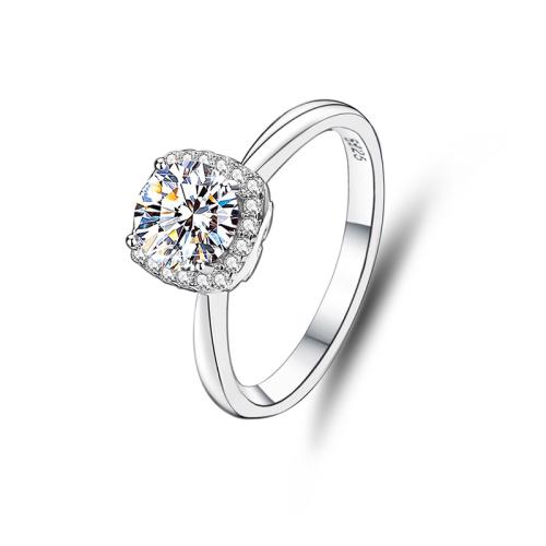 Cubic Zirconia micr3ofono pavimenta anillos de plata esterlina, Plata de ley 925, con Moissanite, Joyería & diverso tamaño para la opción & micro arcilla de zirconia cúbica & para mujer, Vendido por UD