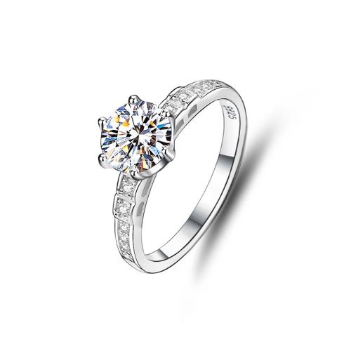 Zircon cubique Micro Pave Sterling Silver Rings, Argent sterling 925, avec Moissanite, bijoux de mode & pavé de micro zircon & pour femme, Vendu par PC