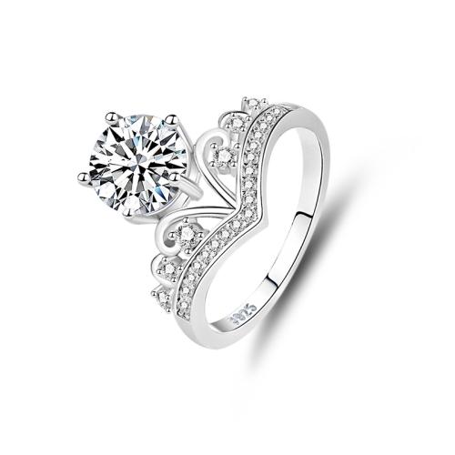 Zircon cubique Micro Pave Sterling Silver Rings, Argent sterling 925, avec Moissanite, bijoux de mode & normes différentes pour le choix & pavé de micro zircon & pour femme, Vendu par PC