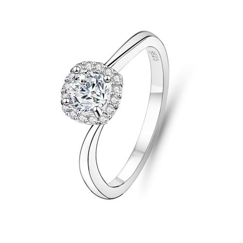 Zircon cubique Micro Pave Sterling Silver Rings, Argent sterling 925, avec Moissanite, bijoux de mode & normes différentes pour le choix & pavé de micro zircon & pour femme, Vendu par PC