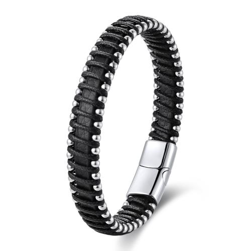 PU cavo bracciali, with 304 acciaio inox, gioielli di moda & per l'uomo, nessuno, Lunghezza 21 cm, Venduto da PC