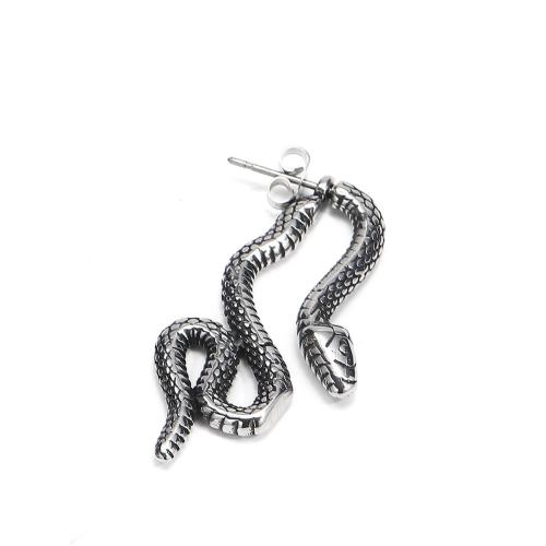 Rostfritt stål Stud Örhängen, 304 rostfritt stål, Snake, mode smycken & Unisex, ursprungliga färgen, 20x38mm, Säljs av PC