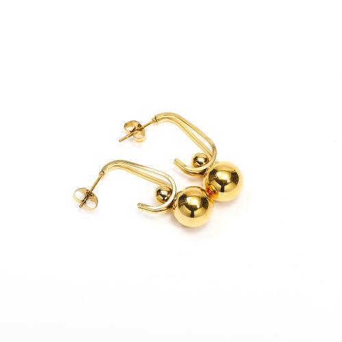 Roestvrij staal Stud Earrings, 304 roestvrij staal, mode sieraden & voor vrouw, gouden, 10x30mm, Verkocht door pair