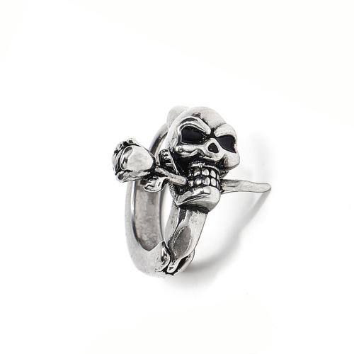 Stainless Steel Huggie Hoop Earring 304 Stainless Steel Skull punk style & for man original color Sold By PC