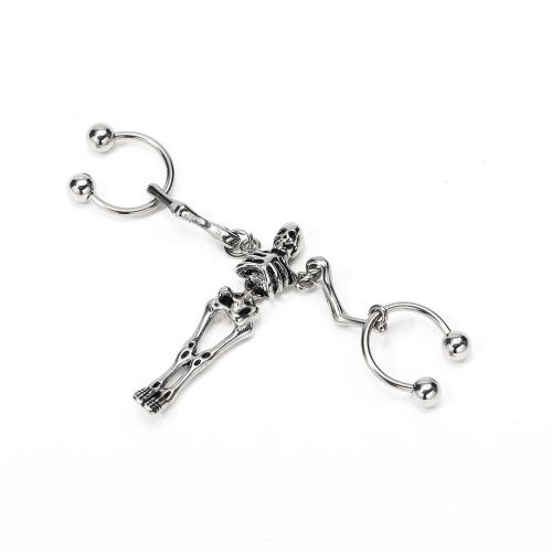 Stainless Steel Ear Piercing Jewelry 304 Stainless Steel Skull punk style & for man original color Sold By PC