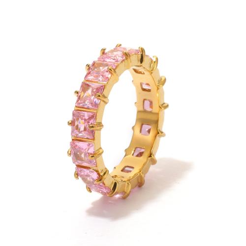 Anillo de dedo del acero inoxidable del Zirconia cúbico, acero inoxidable 304, Joyería & diverso tamaño para la opción & micro arcilla de zirconia cúbica & para mujer, más colores para la opción, Vendido por UD