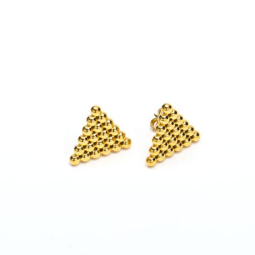 Rostfritt stål Stud Örhängen, 304 rostfritt stål, Triangle, mode smycken & för kvinna, gyllene, 16x18mm, Säljs av Par