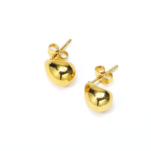 Roestvrij staal Stud Earrings, 304 roestvrij staal, Traan, mode sieraden & voor vrouw, gouden, 8x10mm, Verkocht door pair