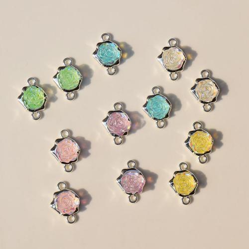 Harz Zinklegierung Schmuckverbinder, mit Harz, Blume, plattiert, DIY & 1/1-Schleife, keine, frei von Nickel, Blei & Kadmium, 12x18mm, 10PCs/Tasche, verkauft von Tasche