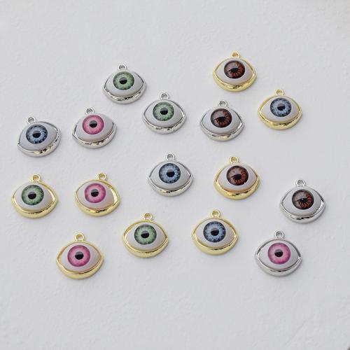 Resin Zinc Alloy Pendler, med Resin, Evil Eye, forgyldt, du kan DIY, flere farver til valg, nikkel, bly & cadmium fri, 17x17mm, 10pc'er/Bag, Solgt af Bag