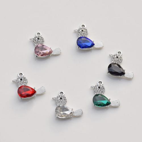 Zinc Alloy Rhinestone Pendants Bird plated DIY & with rhinestone nickel lead & cadmium free Sold By Bag