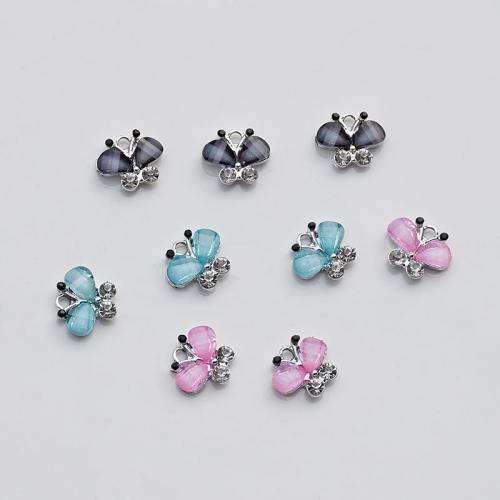 Resin Zinc Alloy Pendants with Resin Butterfly plated DIY nickel lead & cadmium free Sold By Bag