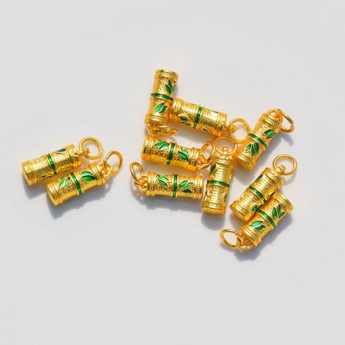 Pingentes de esmalte de liga de zinco, Bamboo, cromado de cor dourada, DIY, dourado, níquel, chumbo e cádmio livre, 6x17mm, 10PCs/Bag, vendido por Bag