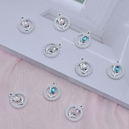 Zinc Alloy Rhinestone Pendants with Plastic Pearl plated DIY & with rhinestone nickel lead & cadmium free Sold By Bag