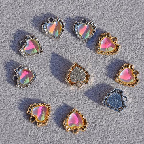 Resin Zinc Alloy Pendler, med Resin, Heart, forgyldt, du kan DIY, flere farver til valg, nikkel, bly & cadmium fri, 17x17mm, 10pc'er/Bag, Solgt af Bag