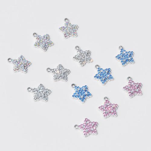 Zinc Alloy Rhinestone Pendants Star plated DIY & with rhinestone nickel lead & cadmium free Sold By Bag