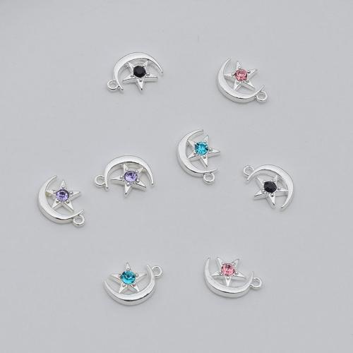 Zinc Alloy Rhinestone Pendants Moon and Star plated DIY & with rhinestone nickel lead & cadmium free Sold By Bag