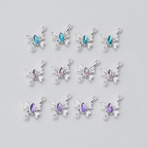 Connecteur en alliage de Zinc animal, papillon, Placage, DIY & pavé de micro zircon & boucle de 1/1, plus de couleurs à choisir, protéger l'environnement, sans nickel, plomb et cadmium, 14x18mm, 10PC/sac, Vendu par sac