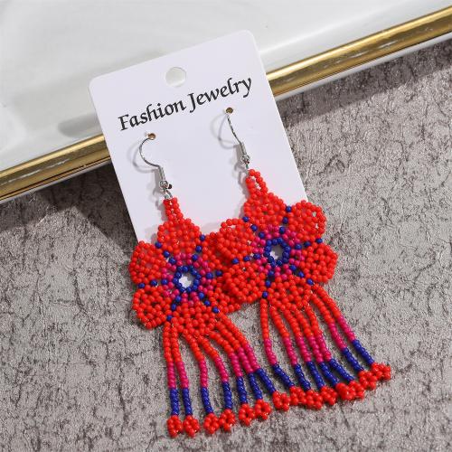 Earring Jewelry Seedbead Flower handmade fashion jewelry & for woman 70mm Sold By Pair