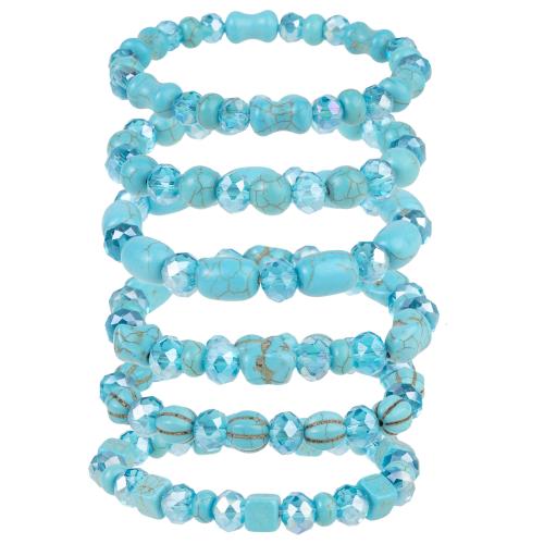 Kristal armbanden, met turkoois & Elastische draad, handgemaakt, mode sieraden & uniseks & verschillende stijlen voor de keuze, Lengte 6.7-9.4 cm, Verkocht door Stel