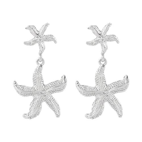 Sinc Alloy Earring Graí, Starfish, plátáilte, jewelry faisin & do bhean, dathanna níos mó le haghaidh rogha, 55x30mm, Díolta De réir Péire