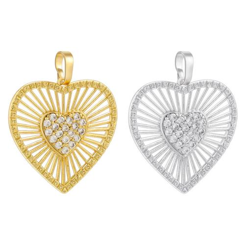 Cubic Zirconia Micro Pave Brass Pendant Heart plated DIY & micro pave cubic zirconia Sold By PC