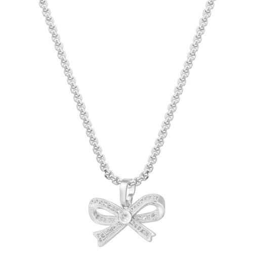 Cubic Zircon Micro Pave Brass Necklace Bowknot plated micro pave cubic zirconia & for woman Sold By PC