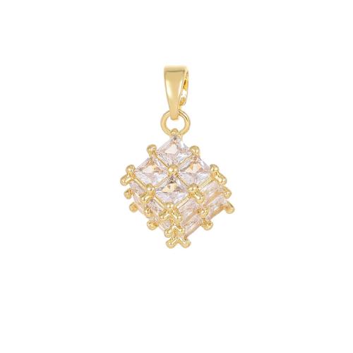 Cubic Zirconia Micro Pave Brass Pendant plated DIY & micro pave cubic zirconia golden Sold By PC