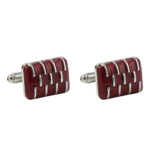 Manchetknopen, Zinc Alloy, voor de mens & glazuur, rood, Verkocht door pair