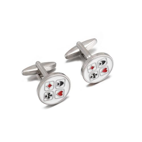 Cufflinks Zinc Alloy stoving varnish Unisex & enamel Sold By Pair