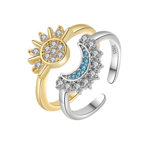 Zircon cubique Micro Pave Sterling Silver Rings, argent sterling 925, Placage, styles différents pour le choix & pavé de micro zircon & pour femme, plus de couleurs à choisir, Vendu par PC