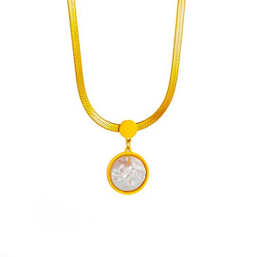 Collier d'acier titane, avec perle de plastique, avec 5cm chaînes de rallonge, Plaqué or 18K, bijoux de mode & pour femme, doré, Longueur Environ 40 cm, Vendu par PC