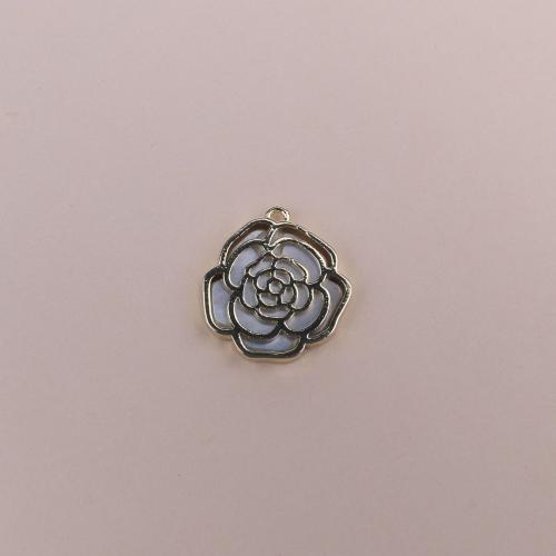 Messing Schmuck Anhänger, mit Muschel, Rose, 18K vergoldet, Modeschmuck & DIY, gemischte Farben, frei von Nickel, Blei & Kadmium, 15x15mm, verkauft von PC