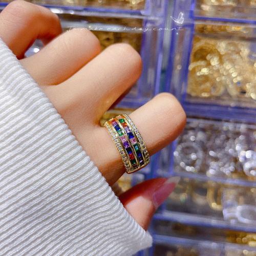 Cubic Zircon Brass Finger Ring with Cubic Zirconia plated fashion jewelry & for woman nickel lead & cadmium free Inner Approx 18mm Sold By PC