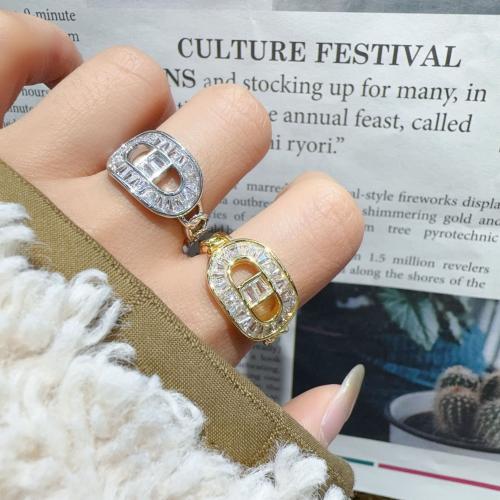 Cubic Zircon Brass Finger Ring with Cubic Zirconia plated fashion jewelry & for woman nickel lead & cadmium free Inner Approx 18mm Sold By PC