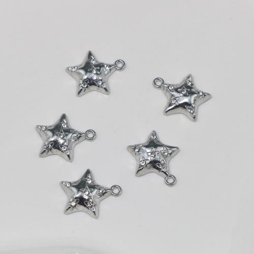 Zinc Alloy Rhinestone Pendants Star platinum color plated fashion jewelry & DIY & with rhinestone nickel lead & cadmium free Sold By PC