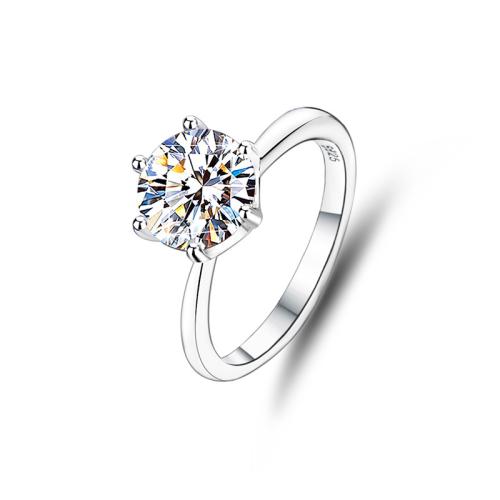 Zircon cubique Micro Pave Sterling Silver Rings, Argent sterling 925, avec Moissanite, bijoux de mode & normes différentes pour le choix & pavé de micro zircon & pour femme, Vendu par PC